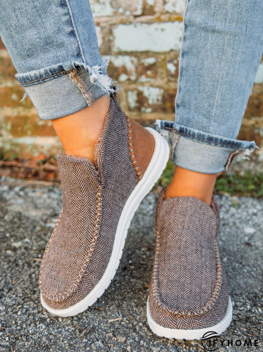 Womens's Warm Lined Slip On Canvas Shoes | IFYHOME