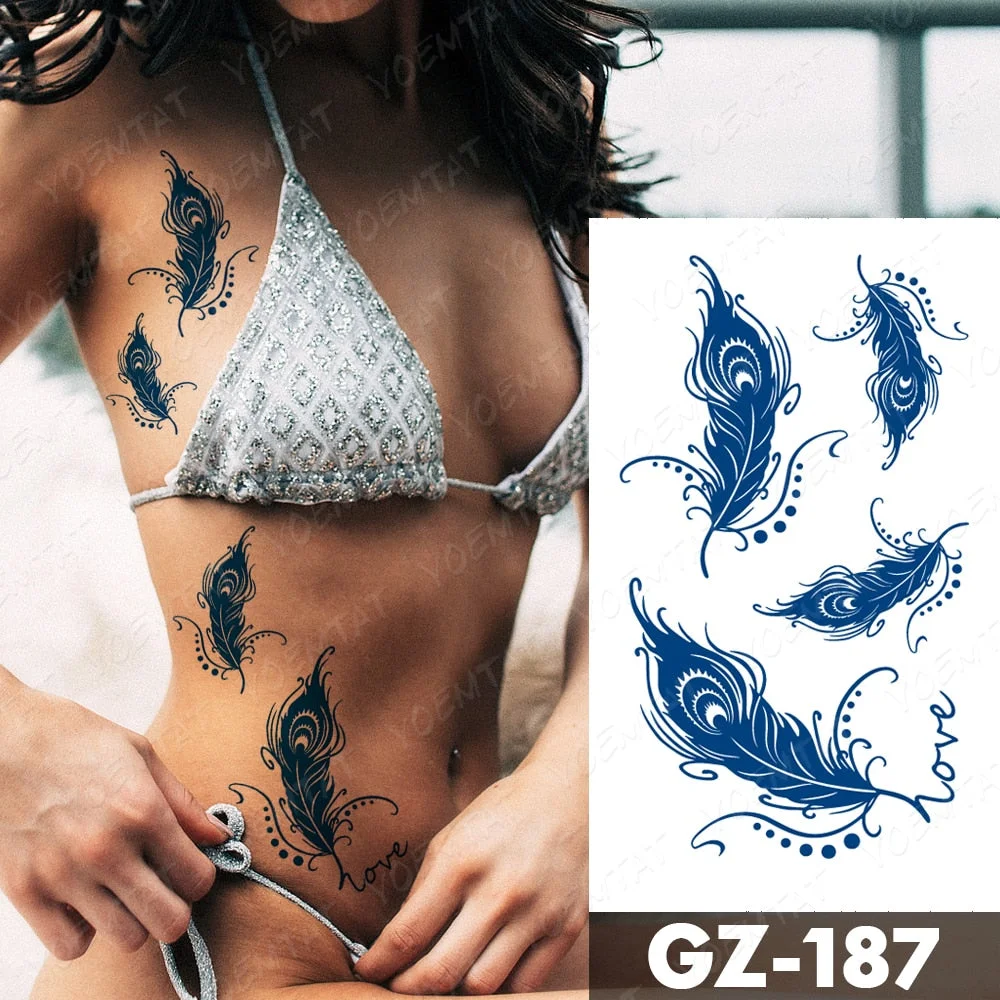 Juice Lasting Waterproof Temporary Tattoo Stickers Starry Sky Moon Flower Rose Flash Tattoos Woman Arm Ink Body Art Fake Tatto