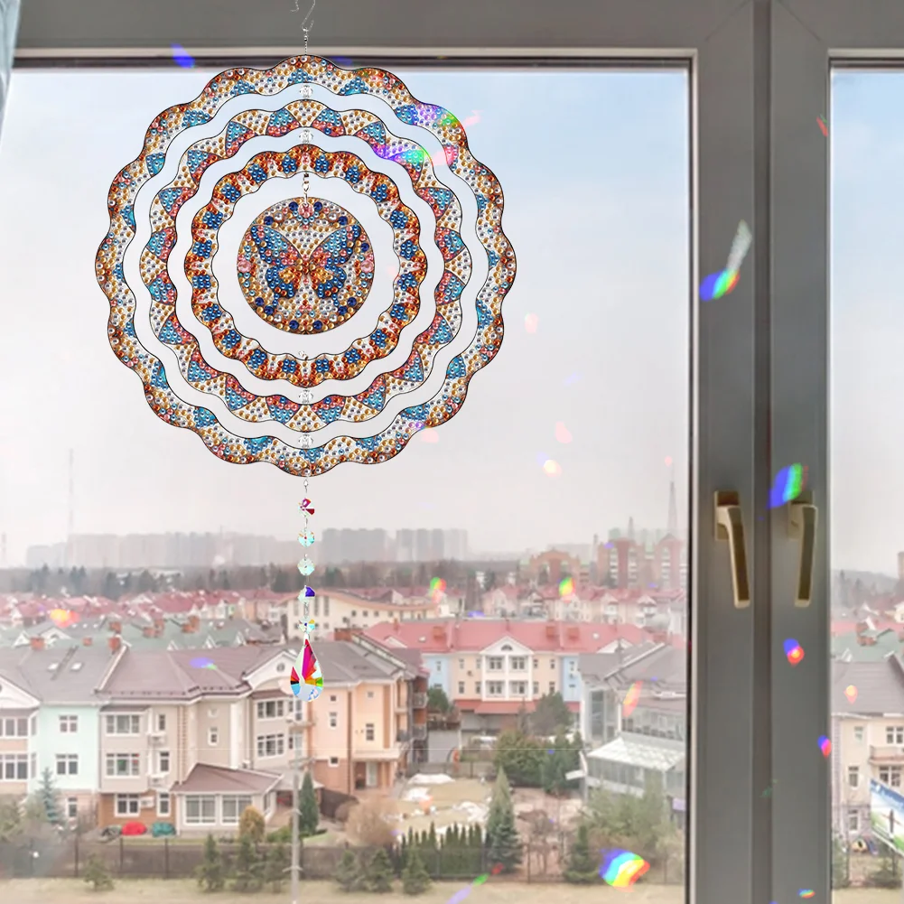 Diamond Painting Rotating Wind Chime Diamond Art Hanging Pendant (Butterfly B)