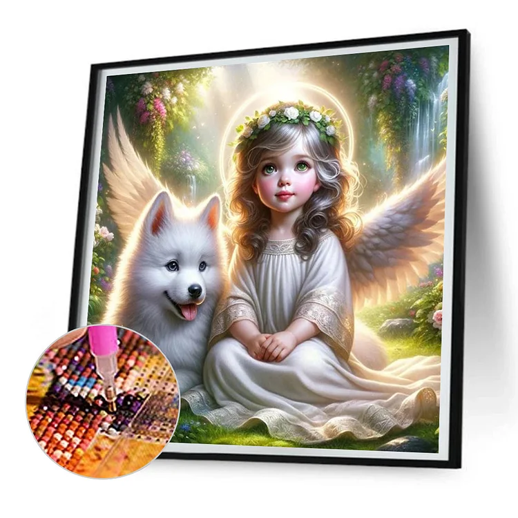 Angel Girl and Dog 5D Diamond Painting 