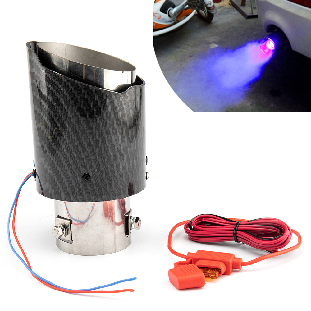 

LED Carbon Fiber Muffler Silencer Luminous Car Exhaust Tail Throat Pipe Tip, Red, 501 Original