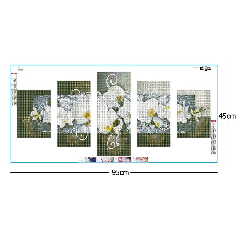 Diamond Painting - Full Round Drill - 5pcs Moth Orchid(95*45cm)