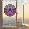 (25cm)DIY Acrylic Jigsaw Puzzle Window Hanging with Hanging Chain DIY Stained Glass Decoration Round Window Puzzle Decor for DIY Craft Project (Jeweled Dragonfly Art)