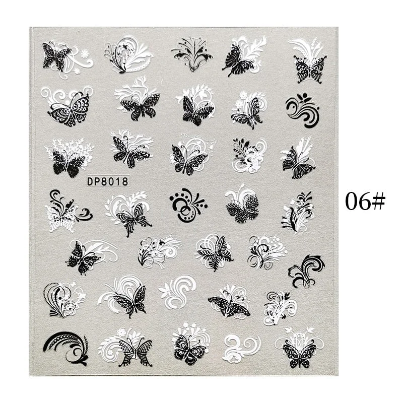 1 Sheet Bronzing Abstract Color Block 3D Nail Sticker Art Letters Design Transfer Sliders Paper DIY Manicuring Wraps