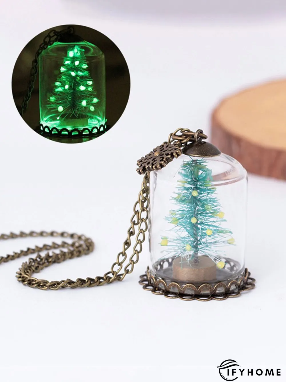Christmas Tree Snow Glass Luminous Necklace Xmas Necklace | IFYHOME