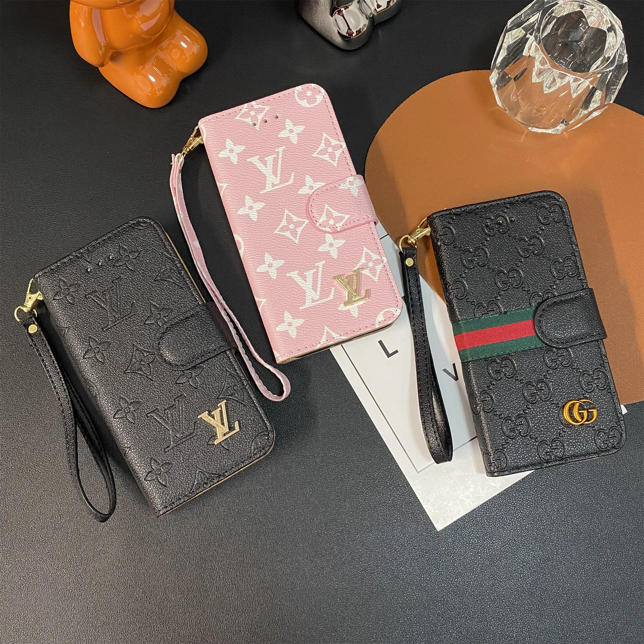 LV Embossed Monogram Gucci Ophidia GG Apple iPhone case Samsung Galaxy Flip Wallet Case