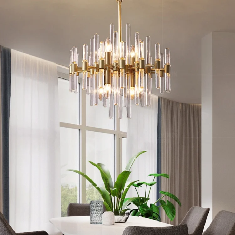 Glass Shade Brass Chandelier Living Room Lighting Vjlight