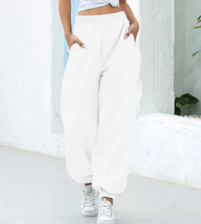 Zingj Elastic-waist High Wide-leg Cropped Loose Large Pants