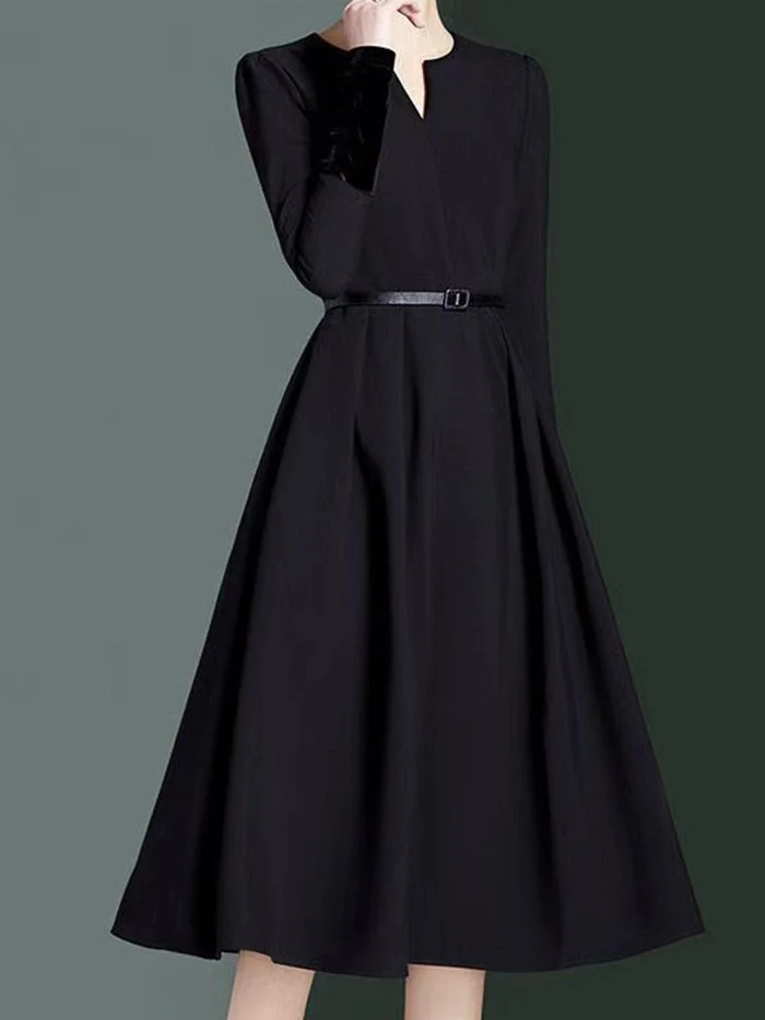 Elegant V-Neck Black Dress