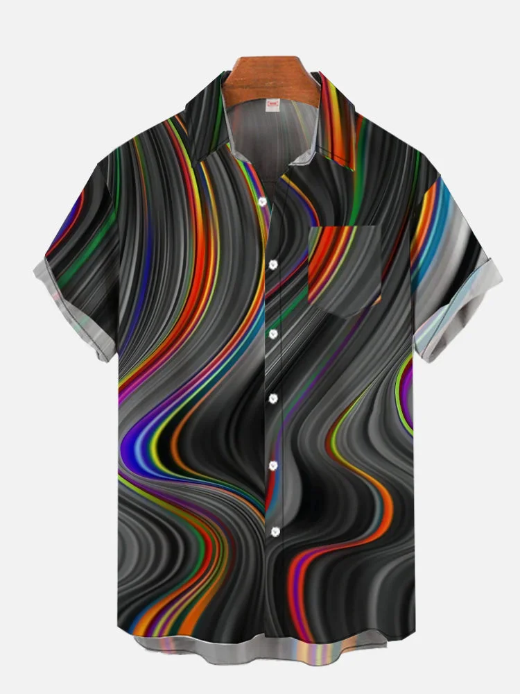 Classic Colorful Swirl Print Short Sleeve Shirt