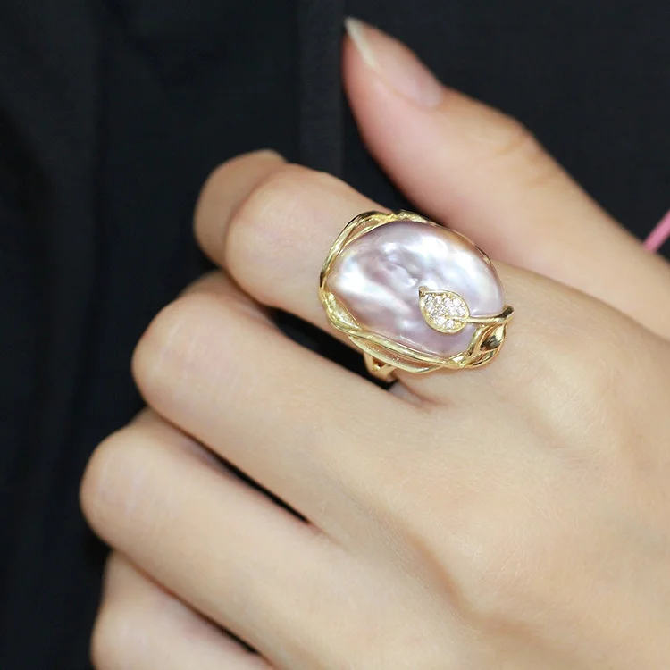 Vintage High End Baroque Pearl Ring