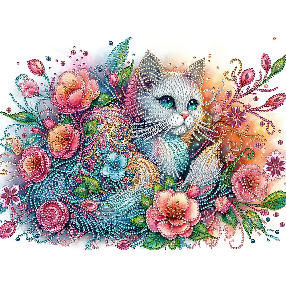 Cat 40*30cm(canvas) special shaped drill diamond painting