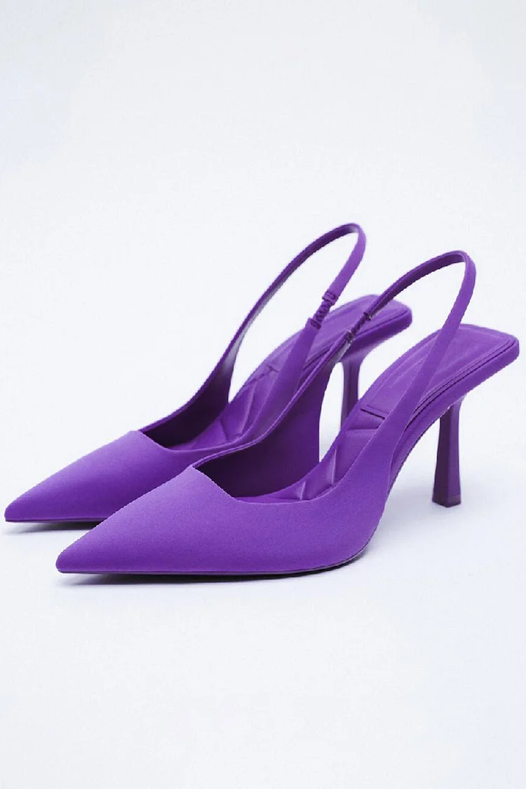 Formal Purple Suede Pointed Toe Slingback Pumps