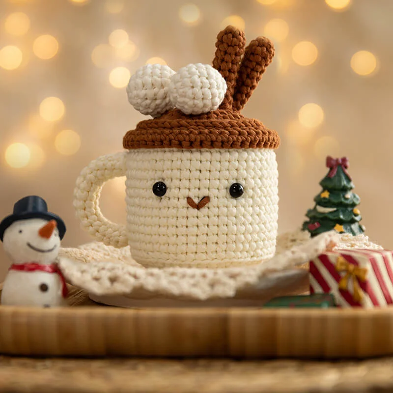 MeWaii® Crochet Coffee Cup Crochet Kit for Beginners with Easy Peasy Yarn