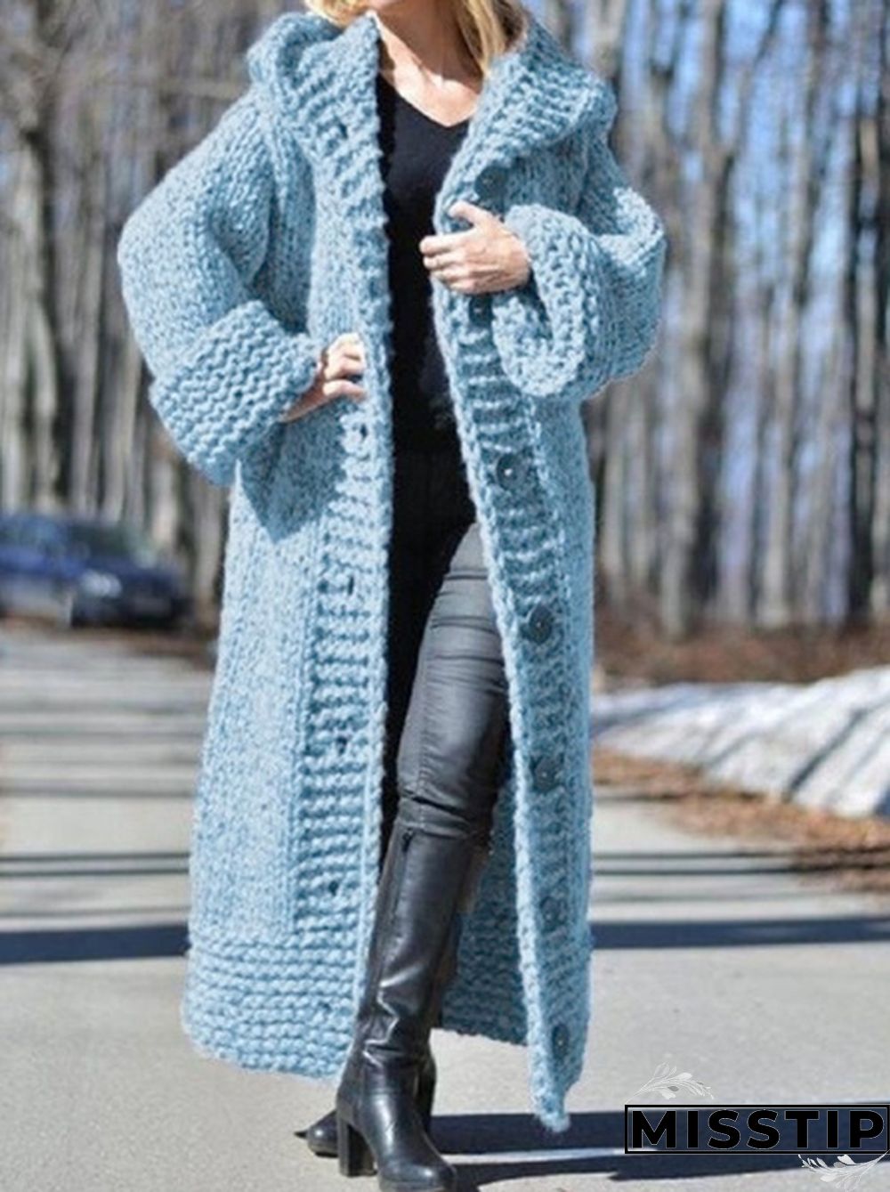 New Fashion Women Autumn Winter Long Sleeve Knitted Cardigan Coat Casual Streetwear Hooded Sweater Coat Plus Size