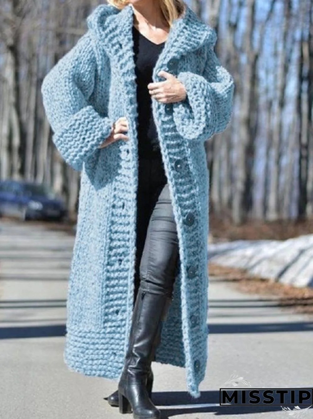 New Fashion Women Autumn Winter Long Sleeve Knitted Cardigan Coat Casual Streetwear Hooded Sweater Coat Plus Size