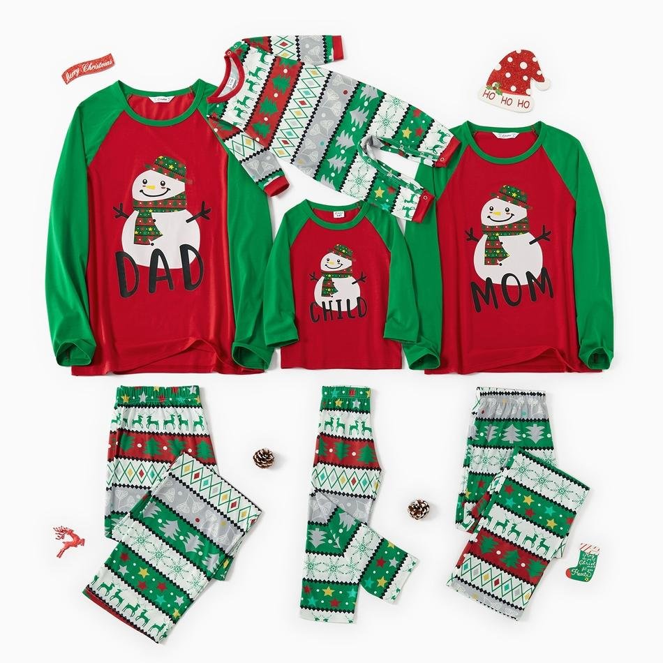 Christmas Matching Family Snowman Print Pajamas Sets
