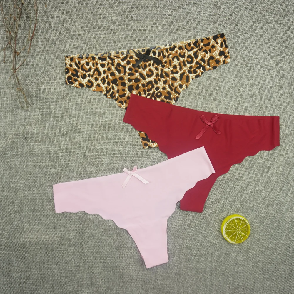 Billionm Plus Size Thong Femme Gstring Seamless Panties Sexy Pack Thongs Woman Low-rise Silk High Quality Panty Leopard S-4XL