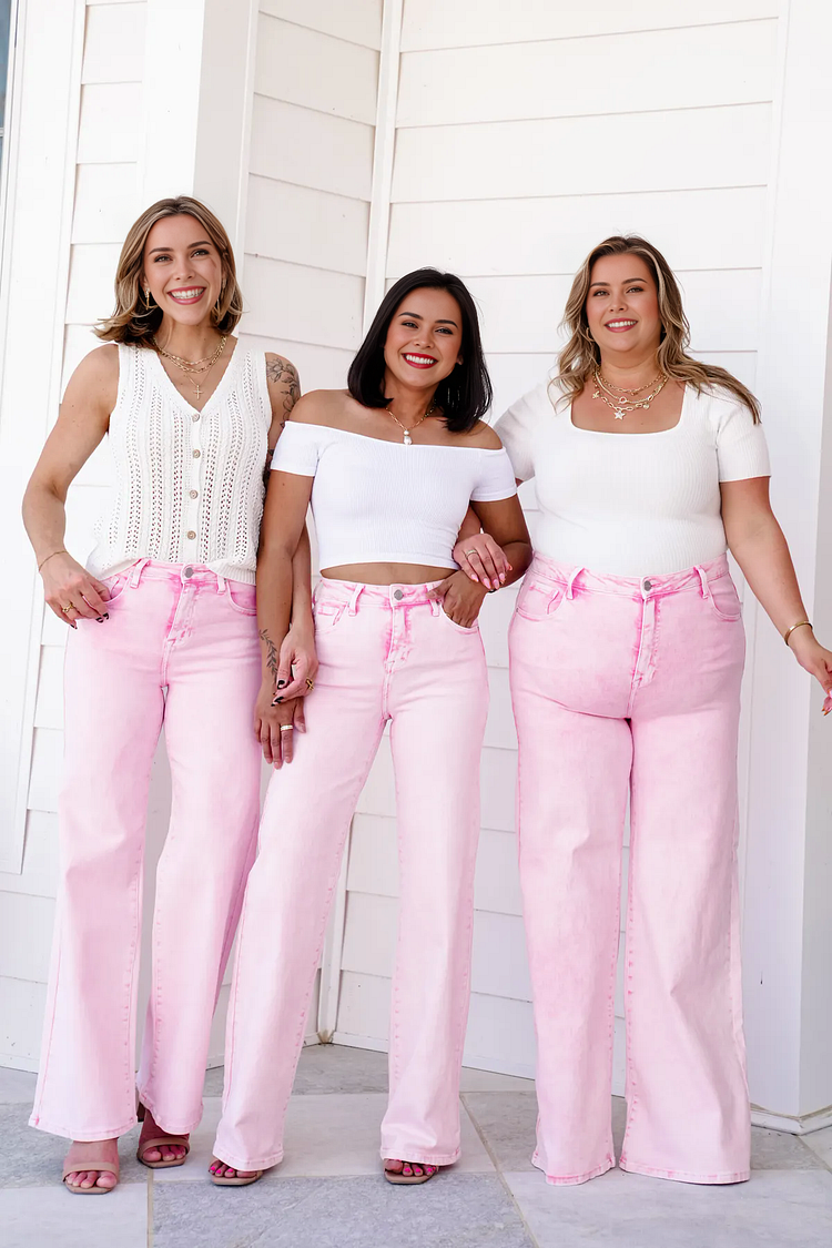 High Rise Tummy Control Wide Leg Jeans (Buy 3 Free Shipping)