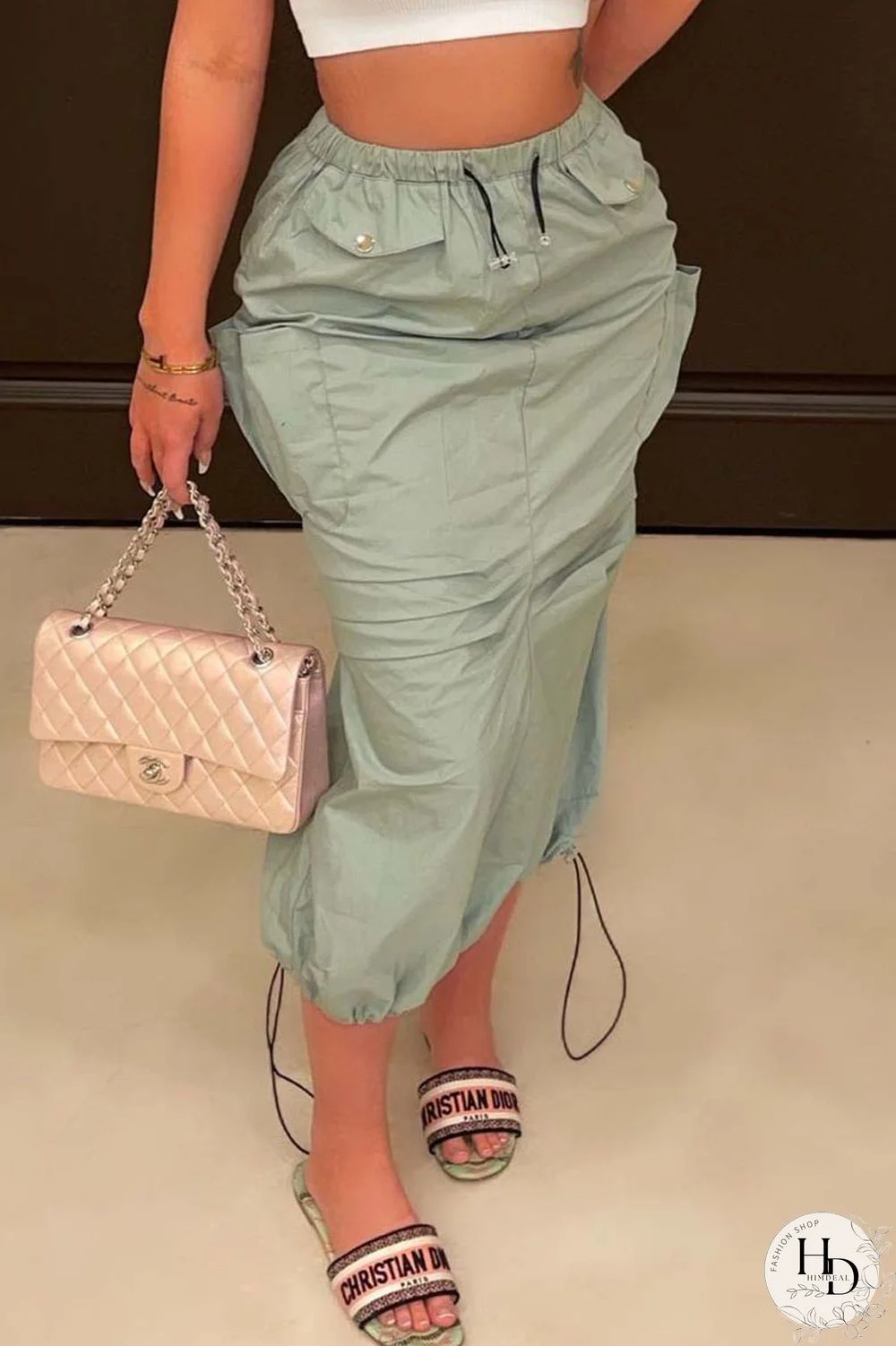 Black Casual Solid Patchwork Pocket High Waist Pencil Solid Color Bottoms