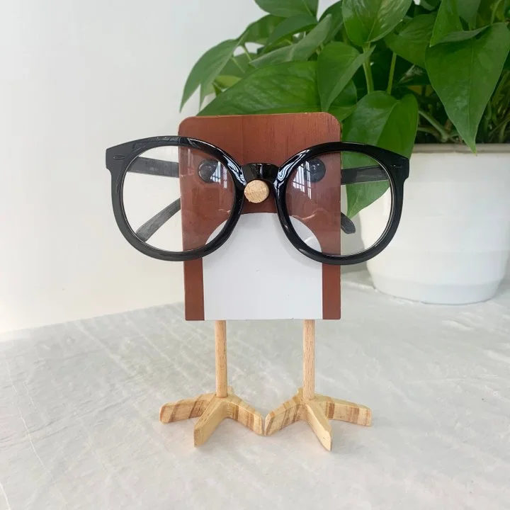 Handmade Bird Wearing Eyeglasses Stand