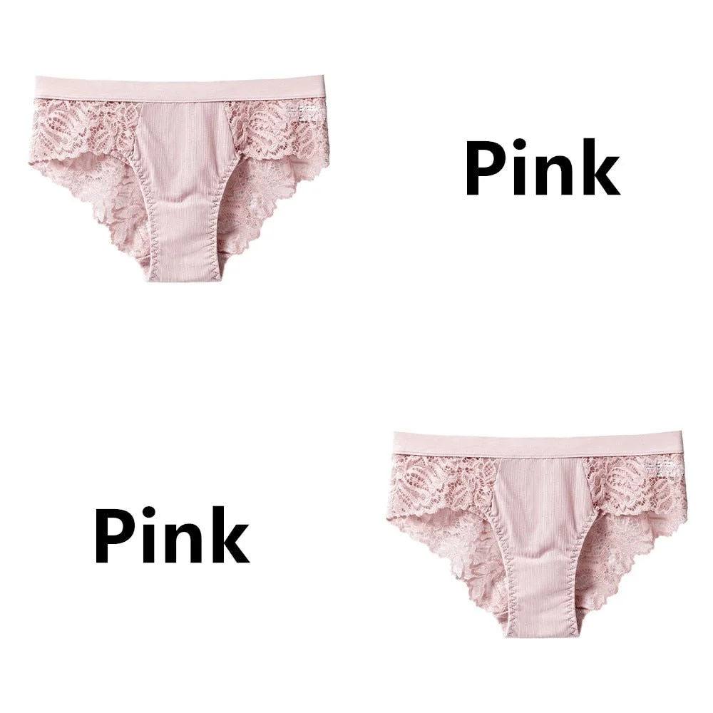 2Pcs/Lot Women's Invisible Underwear Panties Intimate Briefs For Women Sexy Transparent Floral Lace Panties Seamless Panty New