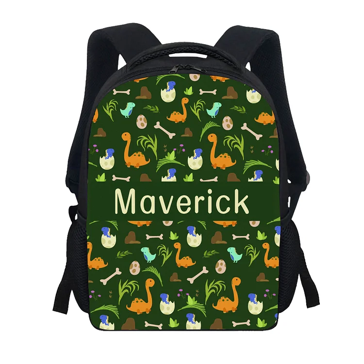 Mochilas-mochila escolar para los niños con un dibujo dinosaurios con nombre personalizado