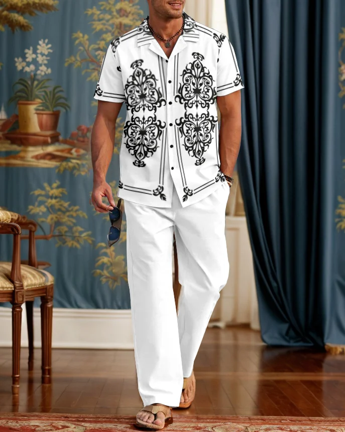 Suitmens Men's Classic Ornate Floral Pattern Walking Suit