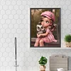 Diamond Painting -DIY Round Drill Girl with Pet Character(35x45 CM)
