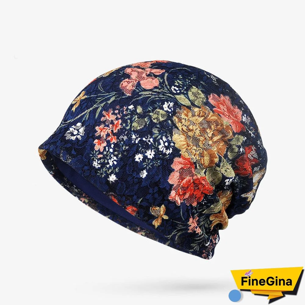 Women's Floral Printed Casual Lace Baotou Hat