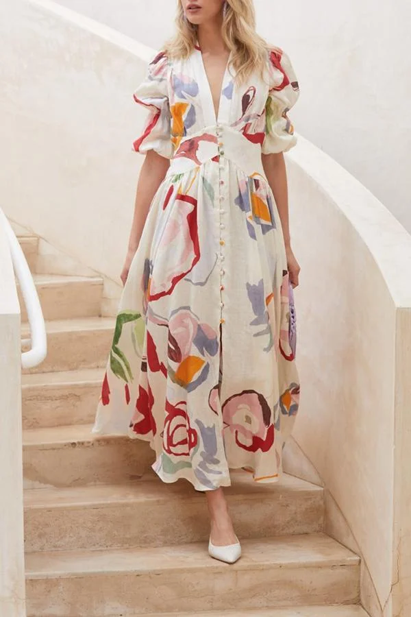 Womens Slim Fit Chiffon Print Beach Dress-Allyzone-Allyzone