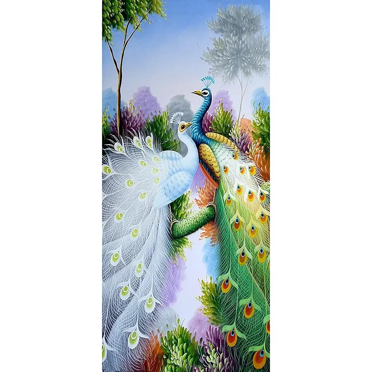 Peacocks on Branch - Full Round Drill Diamond Painting - 30x60cm(Canvas)