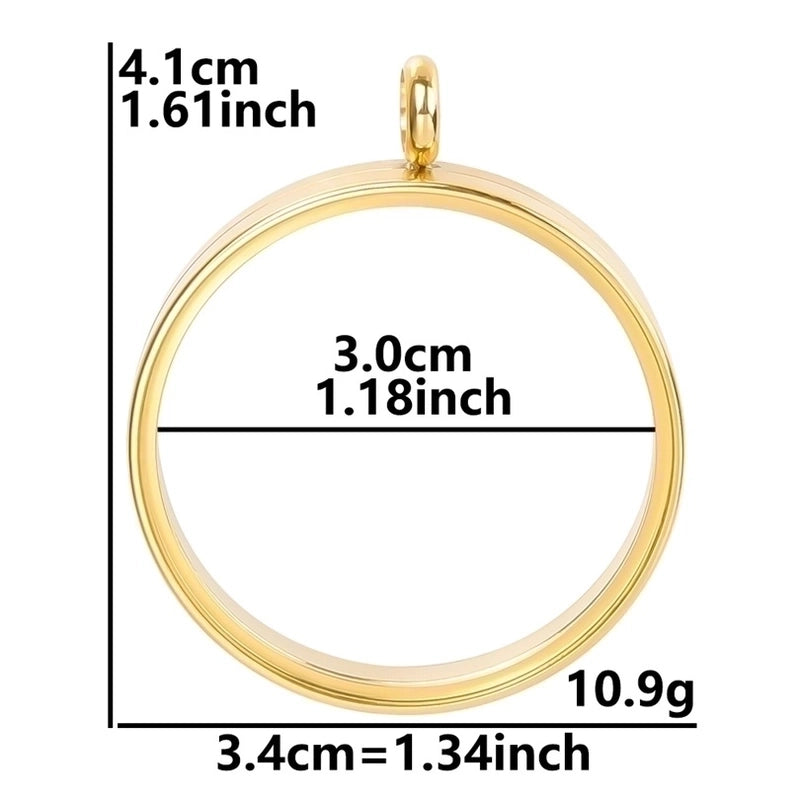 2 Pieces 304 Stainless Steel 18K Gold Plated Circle Solid Color Polished Pendant