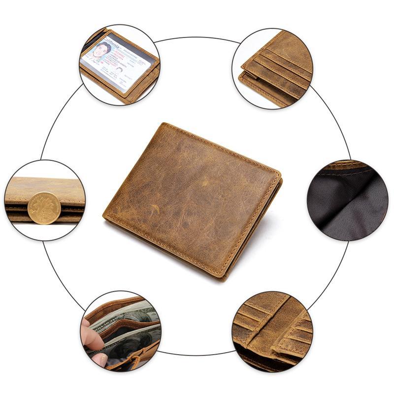 Mens RFID Blocking Anti-Theft Vintage Leather Wallets