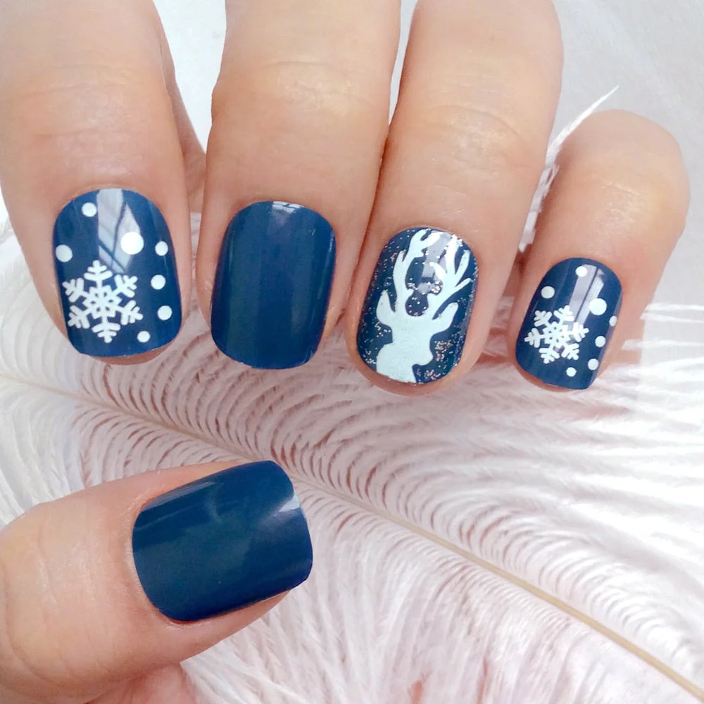 24Pcs Flat Top Fake Nails Artificial Nails For Lady Christmas False Nails New Design Daily Decoration For Manicure-Nail Inspo