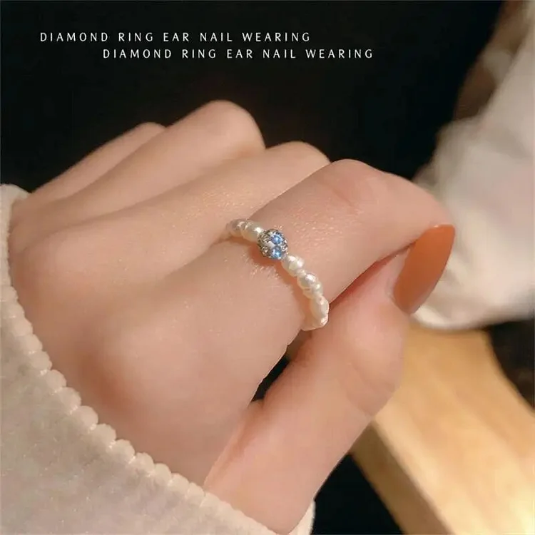 Hollow Five-pointed Star Rings Silver Color Irregular Open Ring Multi Beaded Pearl Rings Cute Cat Party Jewelry Gift