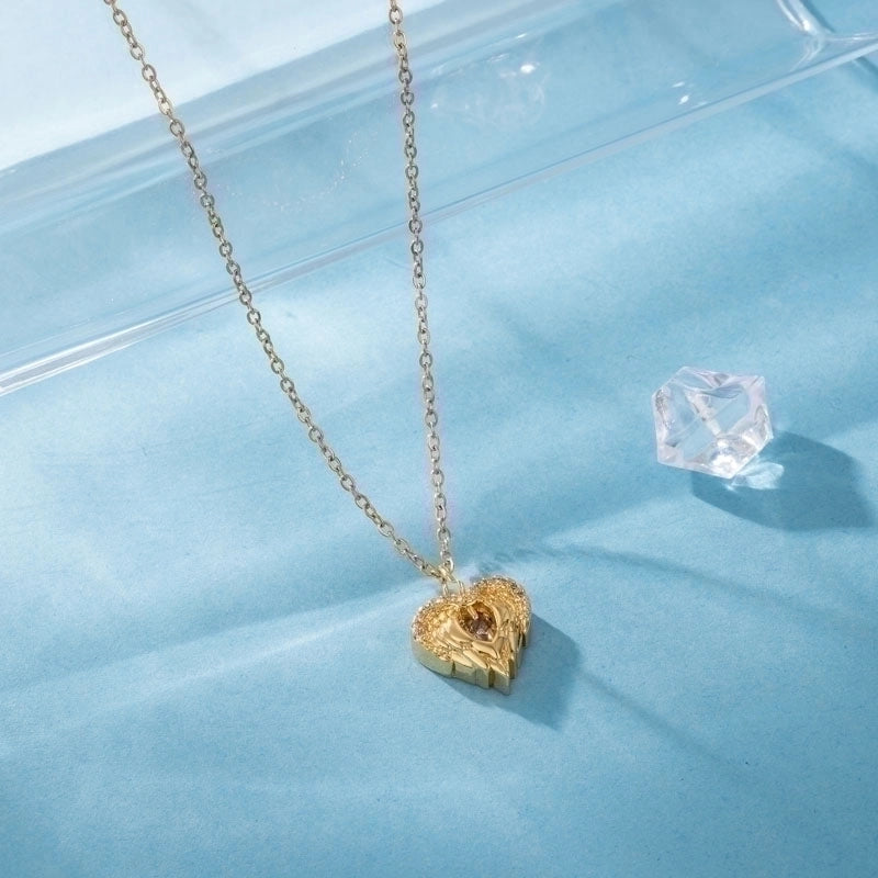 Stainless Steel Titanium Steel 18K Gold Plated Elegant Plating Inlay Sun Heart Shape Eye Zircon Pendant Necklace