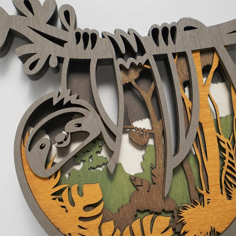 Purexcellent&trade; New creative home desktop wood carving sloth crafts ornaments