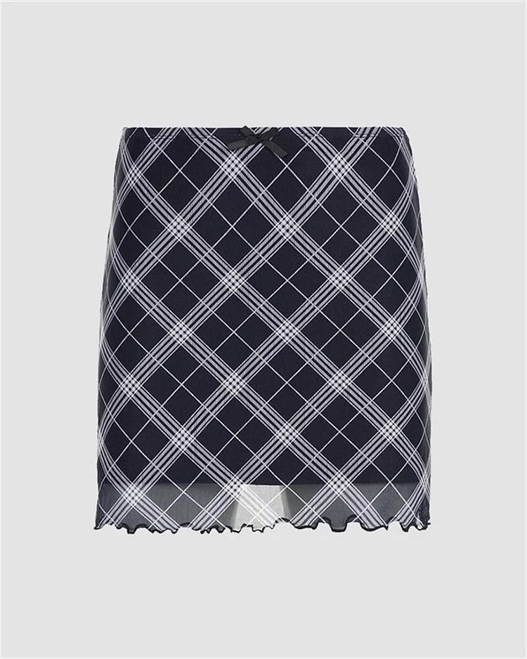 Vintage Checker Mesh Mini Skirt
