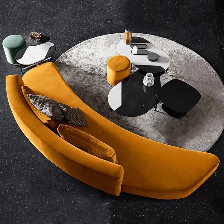 Homemys Orange Sofa Velvet Upholstered Sofa 3-Seater Sofa