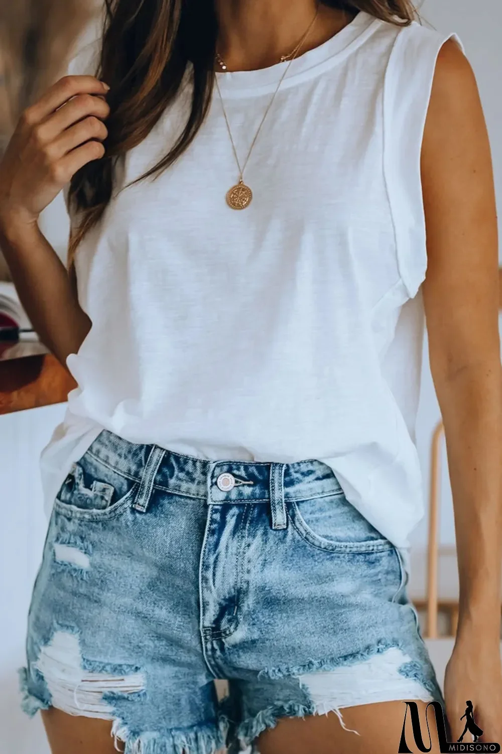 MidiSono - Casual Solid Basic O Neck T-Shirts(4 Colors)