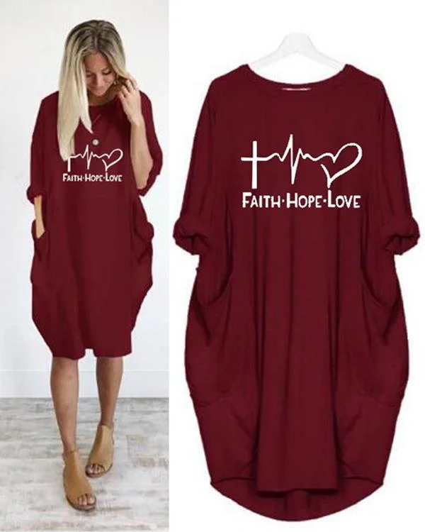 Printing Long Sleeved Irregular Women's Dress