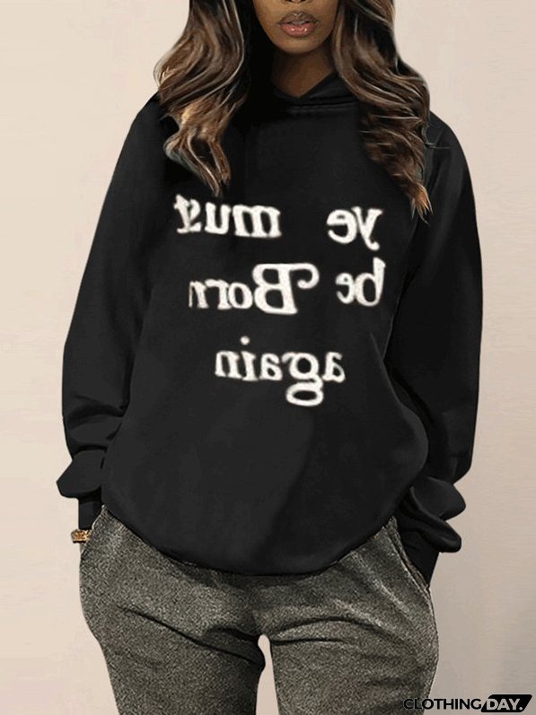 Women's Hoodies Letter Print Long Sleeve Pullover Hoodie