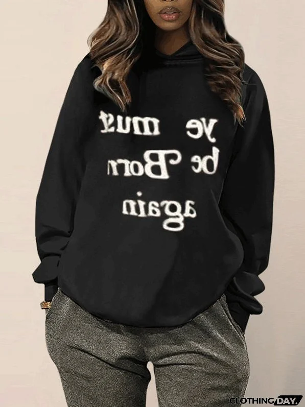 Women's Hoodies Letter Print Long Sleeve Pullover Hoodie