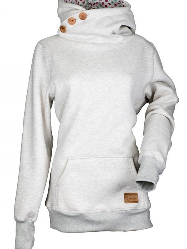 Long Sleeve Turtle Neck Buttoned Sweatshirt Zaesvini