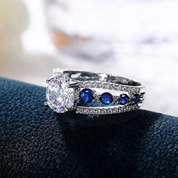 Olivenorma Creative Hollow Sapphire Blue Zircon Ring Olivenorma Creative Hollow Sapphire Blue Zircon Ring