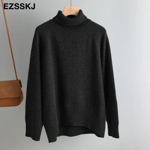 casual thick big Autumn Winter o-neck oversize Sweater Pullover Women warm chic female loose cashmere Basic wool Sweaters pull