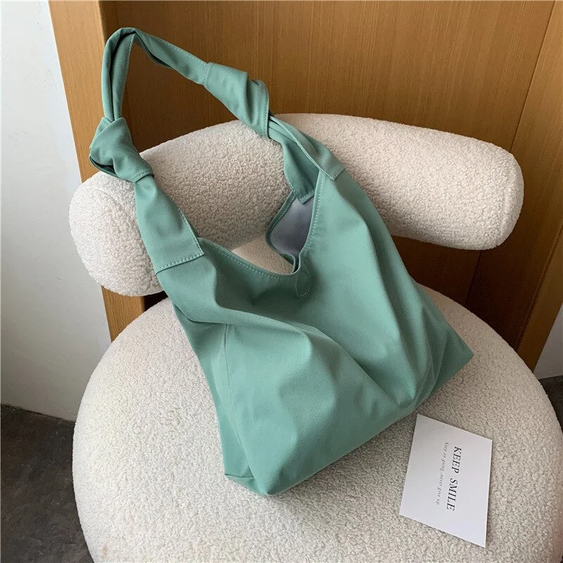 Nylon Tote Bag for Women 2022 Knotted Hobo Baga Shopper Casual  Shoulder Bag Solid Large Capacity High Quality Designer Handbags