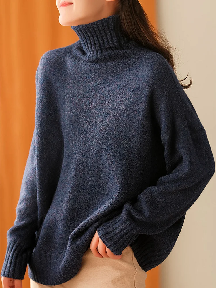 Women Winter Casual Soft Knitted Solid Loose Sweater