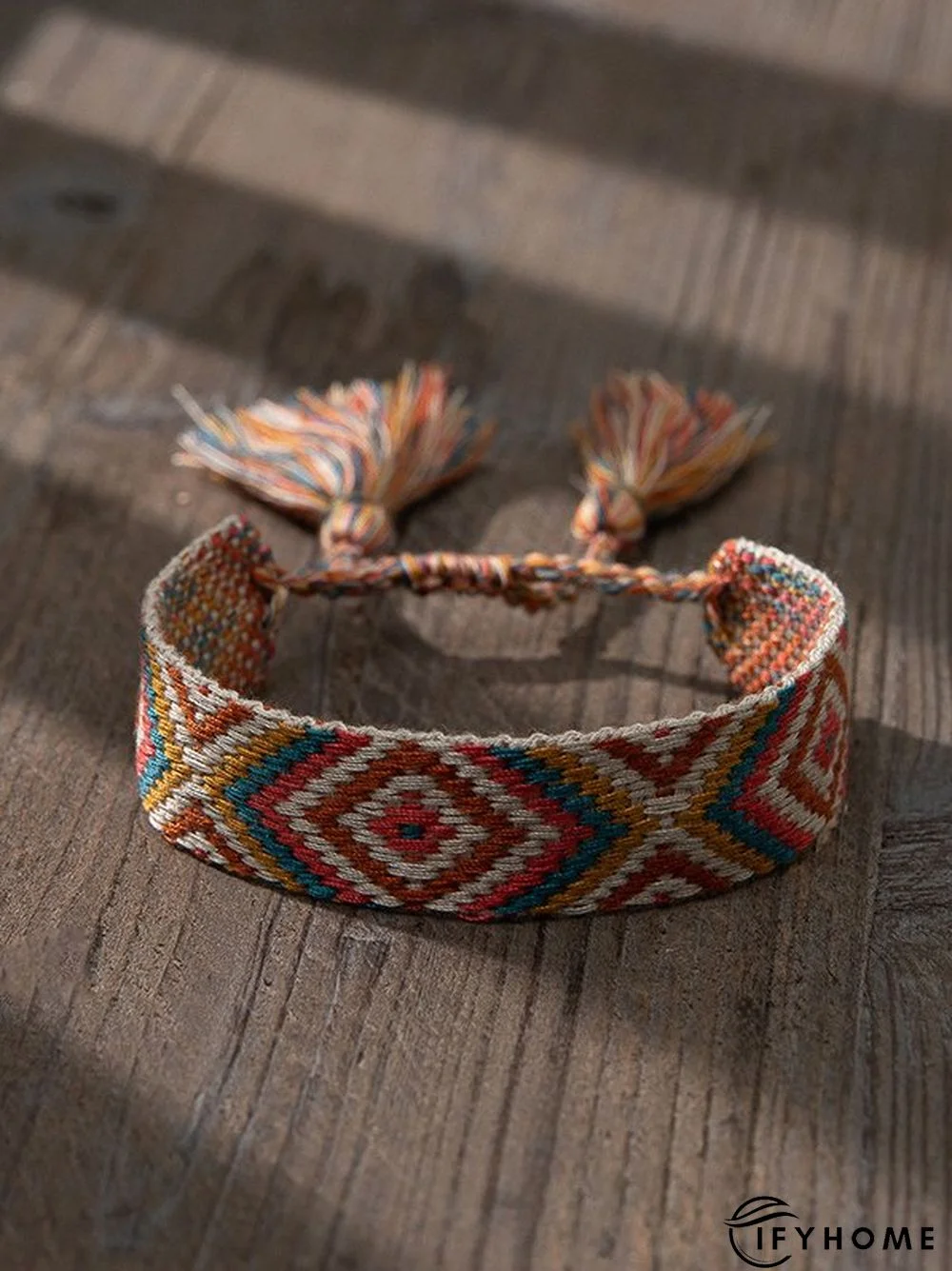 Ethnic Vintage Woven Embroidered Cotton Linen Hand Rope Bracelet Bohemian Holiday Style Jewelry | IFYHOME